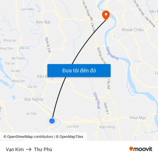Vạn Kim to Thư Phú map