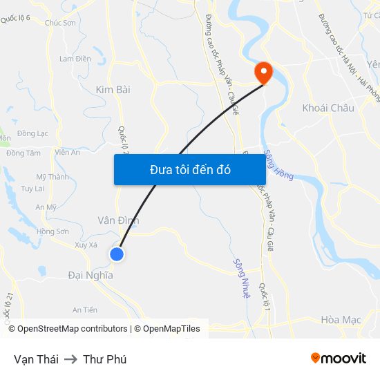 Vạn Thái to Thư Phú map