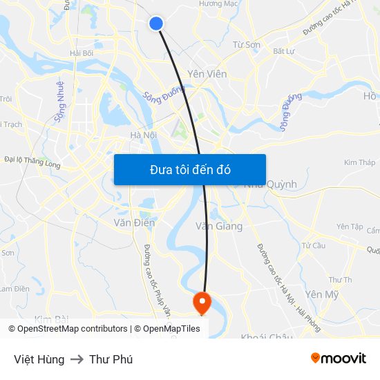 Việt Hùng to Thư Phú map