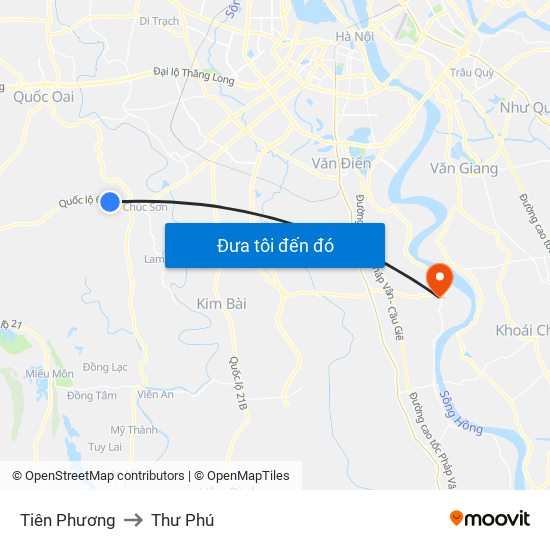 Tiên Phương to Thư Phú map