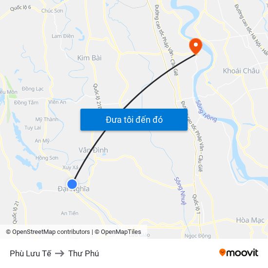 Phù Lưu Tế to Thư Phú map