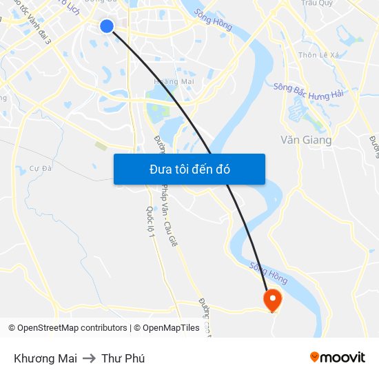 Khương Mai to Thư Phú map
