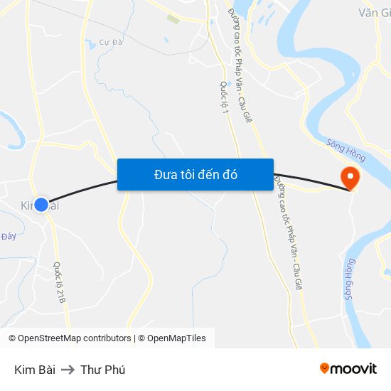 Kim Bài to Thư Phú map