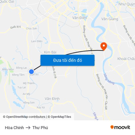 Hòa Chính to Thư Phú map