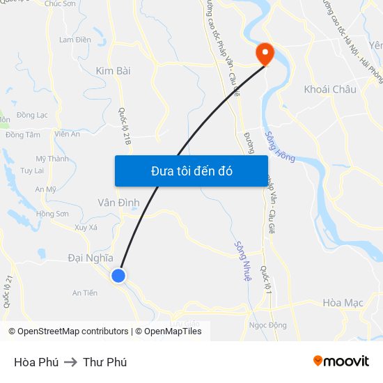 Hòa Phú to Thư Phú map