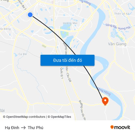 Hạ Đình to Thư Phú map