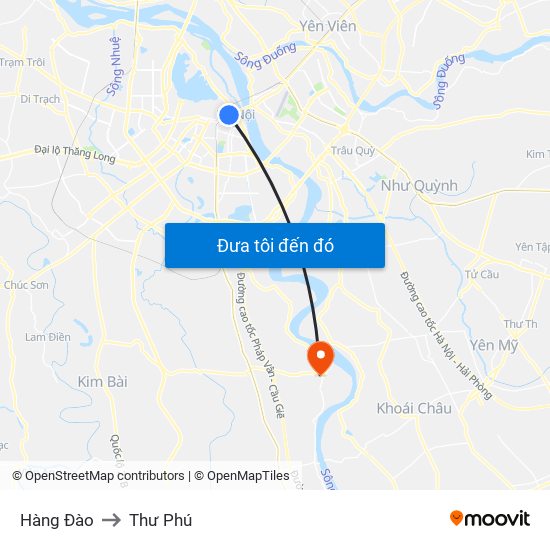 Hàng Đào to Thư Phú map