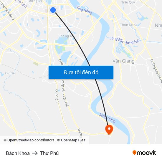Bách Khoa to Thư Phú map