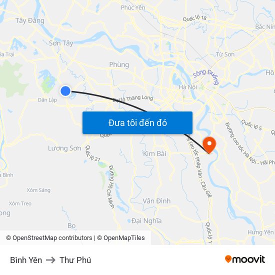 Bình Yên to Thư Phú map