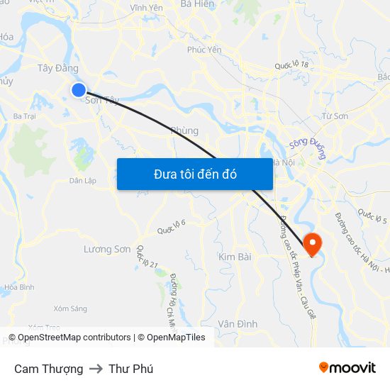 Cam Thượng to Thư Phú map