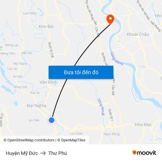 Huyện Mỹ Đức to Thư Phú map