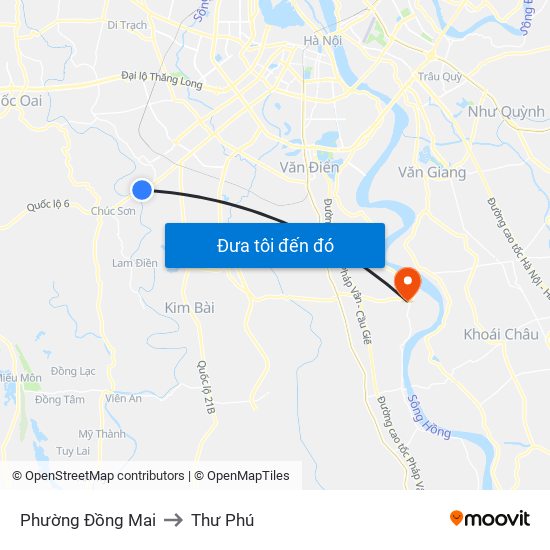 Phường Đồng Mai to Thư Phú map