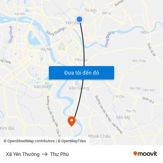 Xã Yên Thường to Thư Phú map