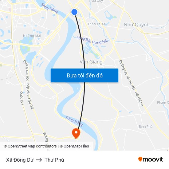 Xã Đông Dư to Thư Phú map