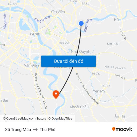 Xã Trung Mầu to Thư Phú map