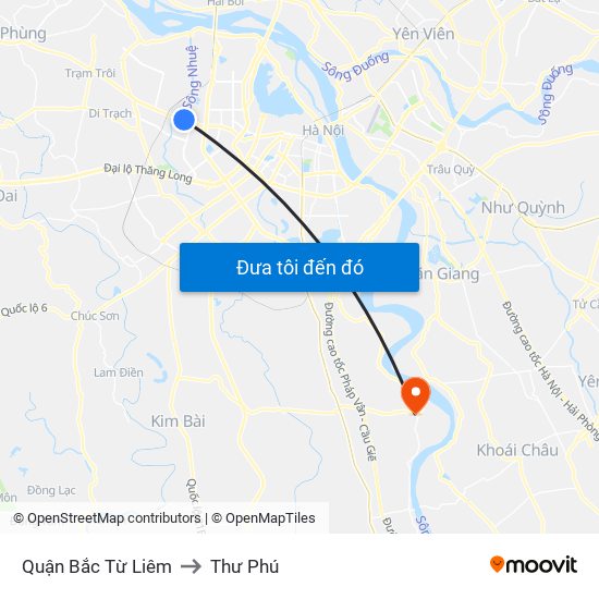 Quận Bắc Từ Liêm to Thư Phú map