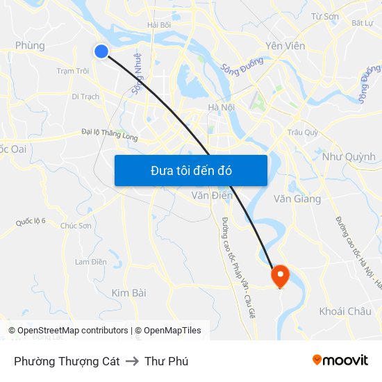 Phường Thượng Cát to Thư Phú map