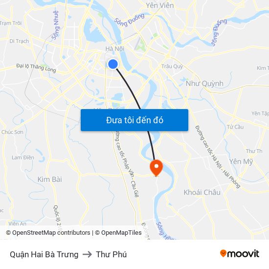 Quận Hai Bà Trưng to Thư Phú map