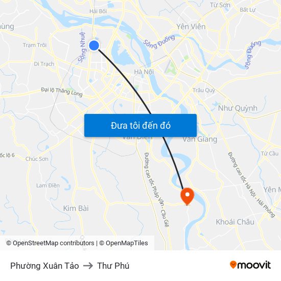 Phường Xuân Tảo to Thư Phú map