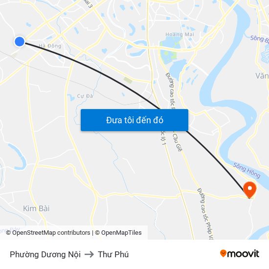 Phường Dương Nội to Thư Phú map