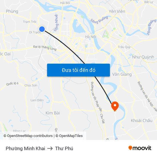Phường Minh Khai to Thư Phú map