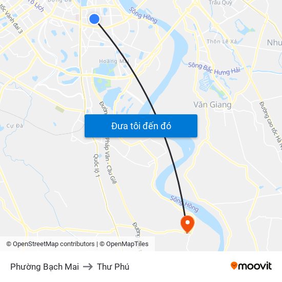Phường Bạch Mai to Thư Phú map