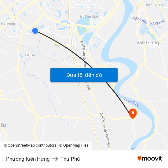 Phường Kiến Hưng to Thư Phú map