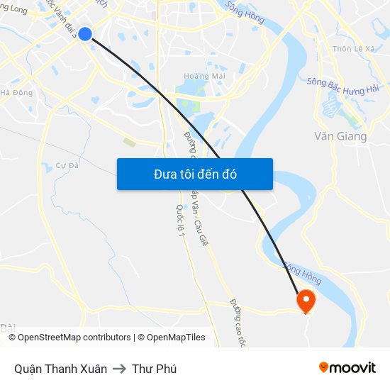 Quận Thanh Xuân to Thư Phú map