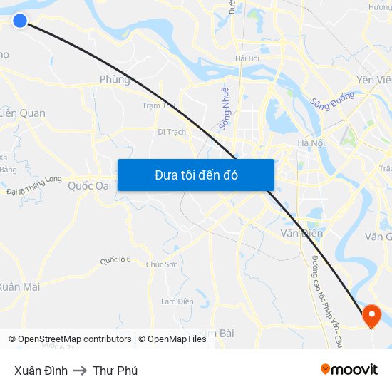 Xuân Đình to Thư Phú map