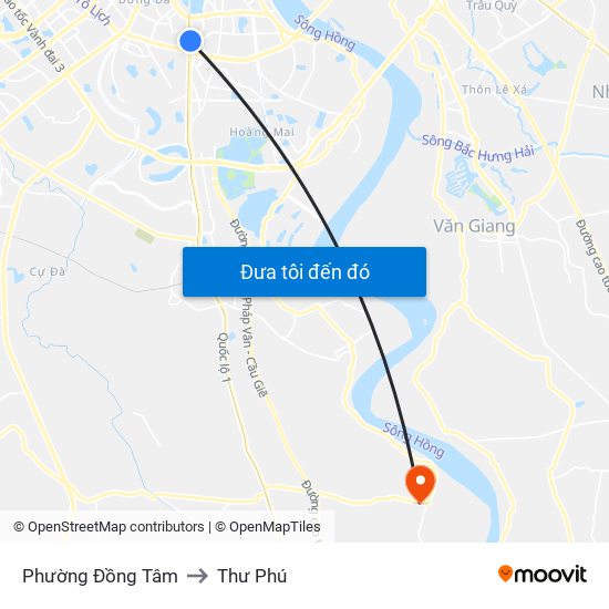 Phường Đồng Tâm to Thư Phú map