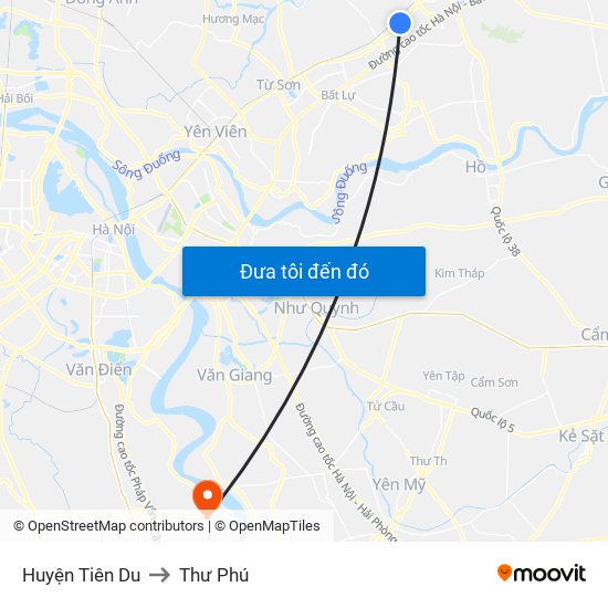 Huyện Tiên Du to Thư Phú map