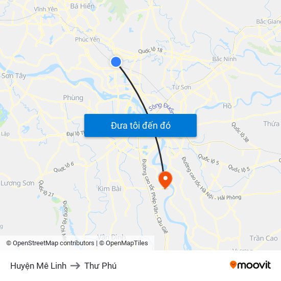 Huyện Mê Linh to Thư Phú map