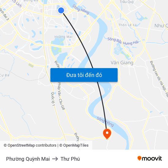 Phường Quỳnh Mai to Thư Phú map