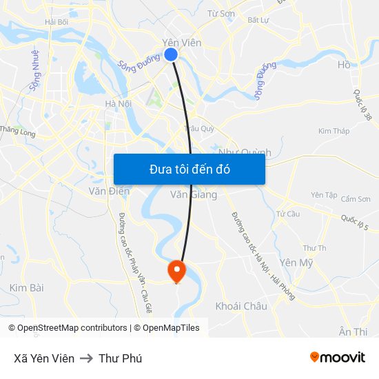 Xã Yên Viên to Thư Phú map