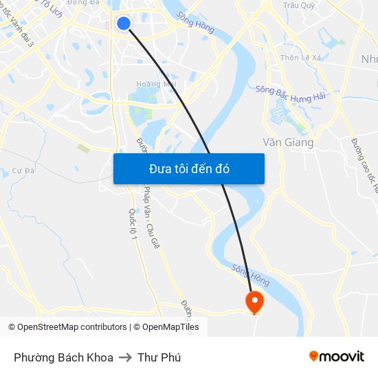 Phường Bách Khoa to Thư Phú map