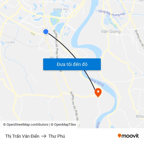 Thị Trấn Văn Điển to Thư Phú map