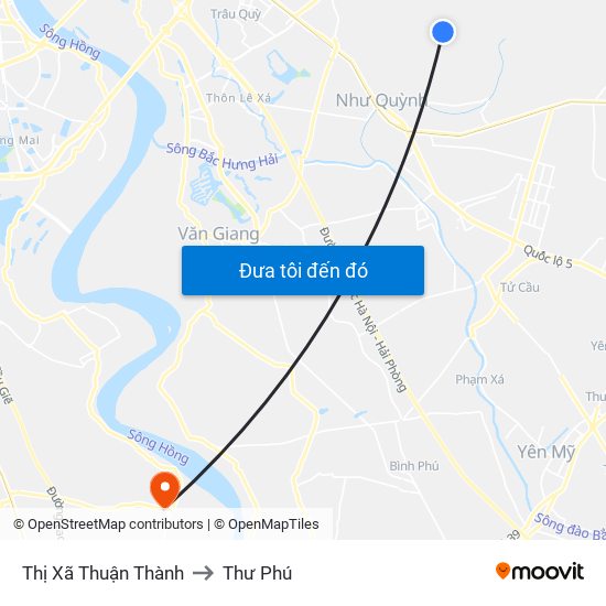 Thị Xã Thuận Thành to Thư Phú map