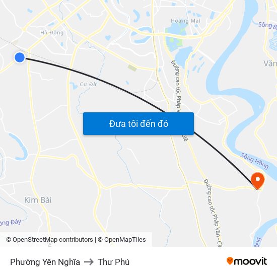 Phường Yên Nghĩa to Thư Phú map