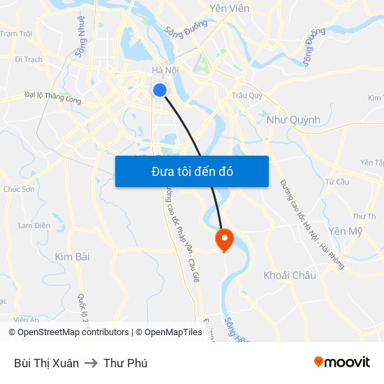 Bùi Thị Xuân to Thư Phú map