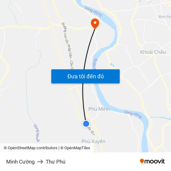 Minh Cường to Thư Phú map