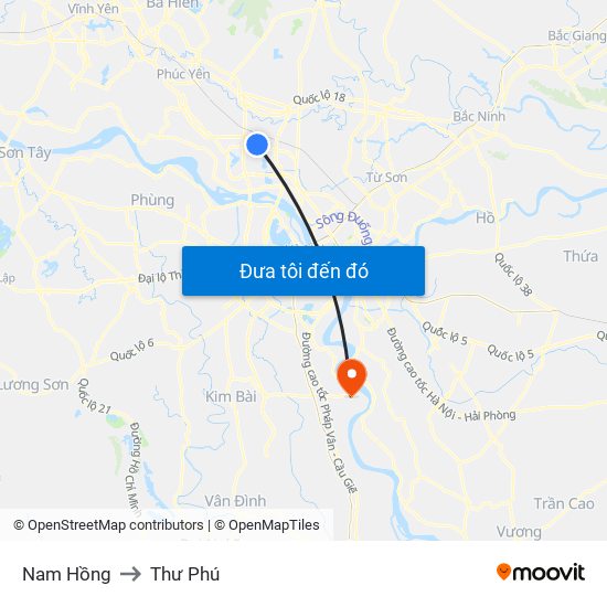 Nam Hồng to Thư Phú map