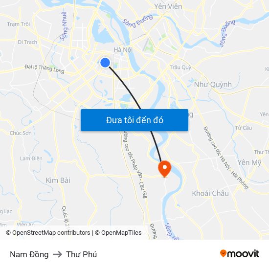 Nam Đồng to Thư Phú map