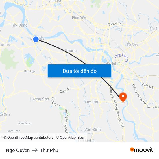 Ngô Quyền to Thư Phú map