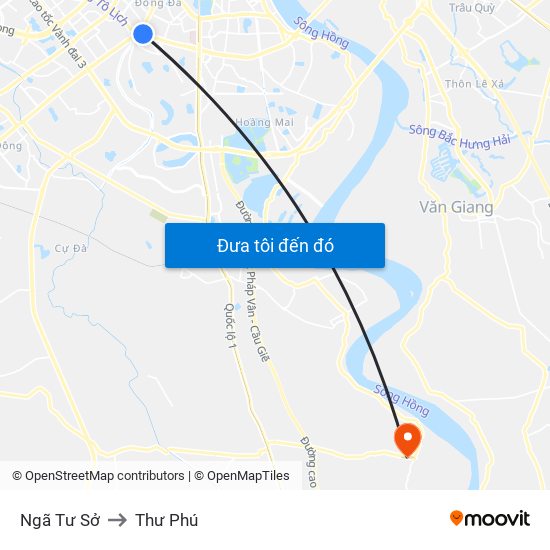 Ngã Tư Sở to Thư Phú map