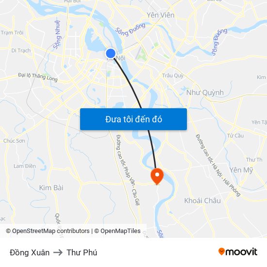 Đồng Xuân to Thư Phú map