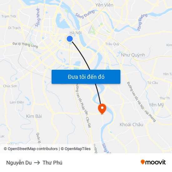 Nguyễn Du to Thư Phú map