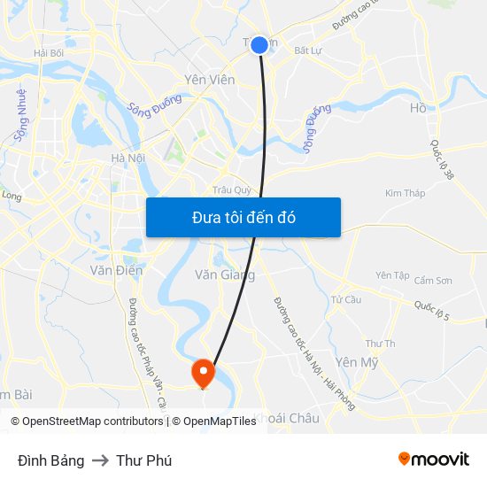 Đình Bảng to Thư Phú map