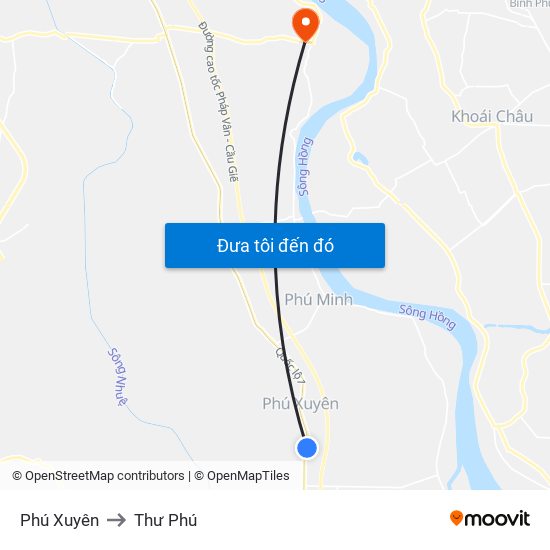 Phú Xuyên to Thư Phú map