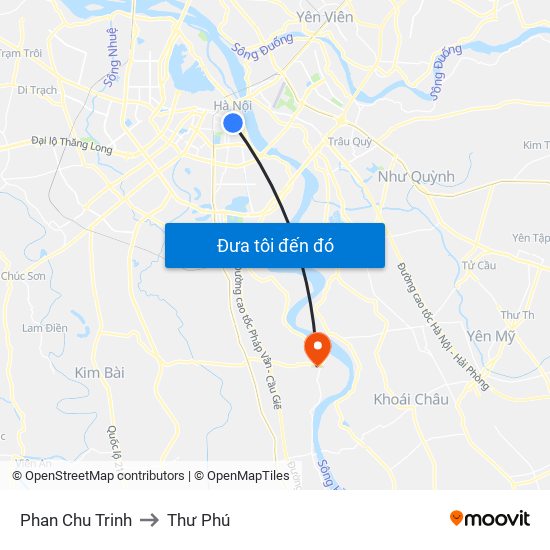 Phan Chu Trinh to Thư Phú map