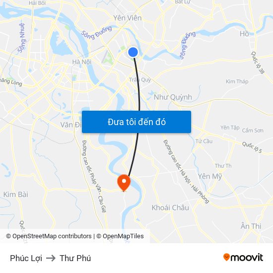 Phúc Lợi to Thư Phú map